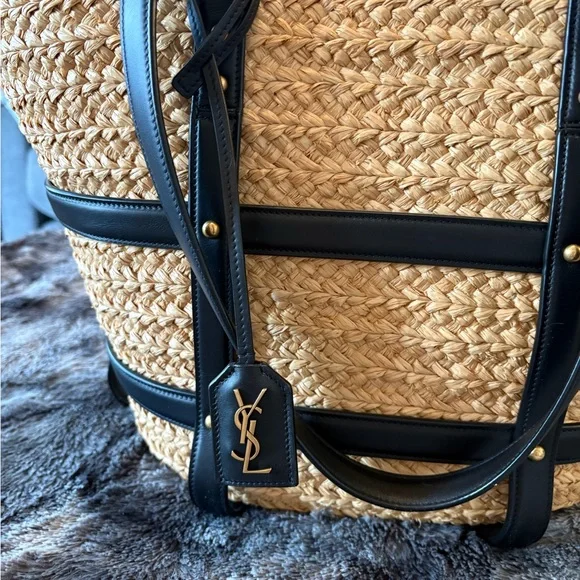 RARE Saint Laurent Raffia Caged Panier Bag - Picture 2 of 9
